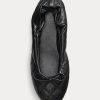 Black Women’s Ralph Lauren Quilted Lambskin Ballet Flat Shoes Black Women’s Ralph Lauren Quilted Lambskin Ballet Flat Shoes