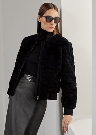 Black Women’s Ralph Lauren Raygan Shearling Bomber Jackets Black Women’s Ralph Lauren Raygan Shearling Bomber Jackets