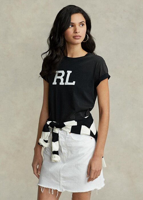 Black Women’s Ralph Lauren Rl Logo Jersey T Shirts Black Women’s Ralph Lauren Rl Logo Jersey T Shirts