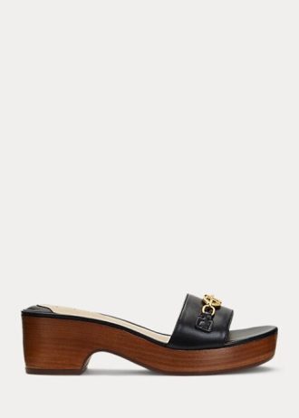Black Women’s Ralph Lauren Roxanne Nappa Leather Sandals
