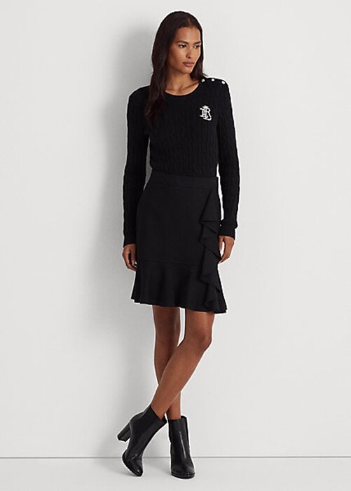 Black Women’s Ralph Lauren Ruffle-Trim Ponte Skirts Black Women’s Ralph Lauren Ruffle-Trim Ponte Skirts