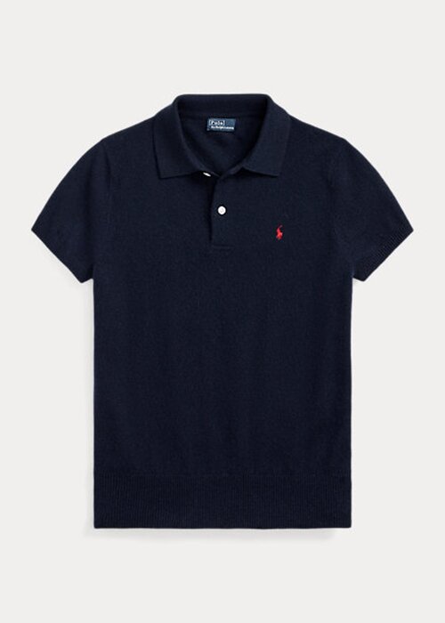 Black Women’s Ralph Lauren Slim Fit Cashmere Polo Shirts Black Women’s Ralph Lauren Slim Fit Cashmere Polo Shirts