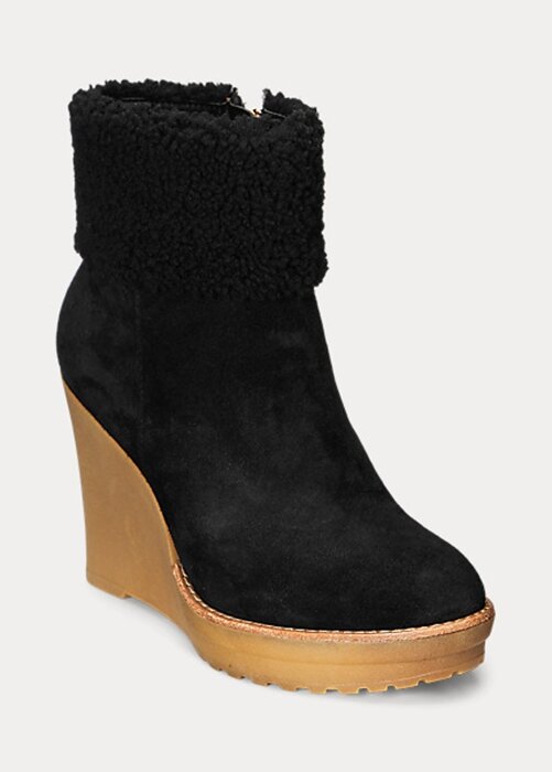 Black Women’s Ralph Lauren Steph Shearling-Trim Suedeie Boots Black Women’s Ralph Lauren Steph Shearling-Trim Suedeie Boots