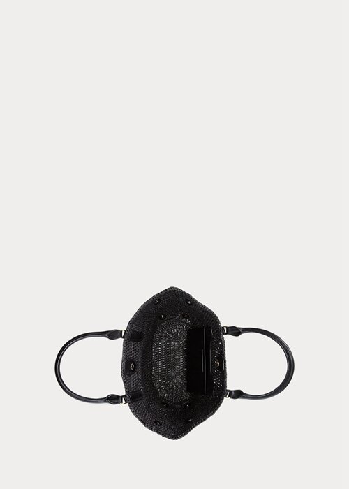 Black Women’s Ralph Lauren Straw Small Daphney Tote Bags Black Women’s Ralph Lauren Straw Small Daphney Tote Bags