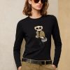 Black Women’s Ralph Lauren Utility Bear Cotton Long-sleeve T Shirts Black Women’s Ralph Lauren Utility Bear Cotton Long-sleeve T Shirts
