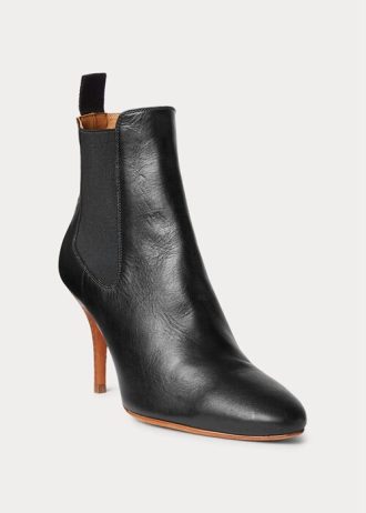 Black Women’s Ralph Lauren Vachetta Calfskin Kitten-Heel Boots Black Women’s Ralph Lauren Vachetta Calfskin Kitten-Heel Boots