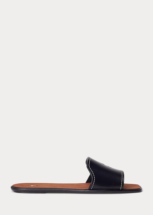 Black Women’s Ralph Lauren Vachetta Leather Sandals Black Women’s Ralph Lauren Vachetta Leather Sandals