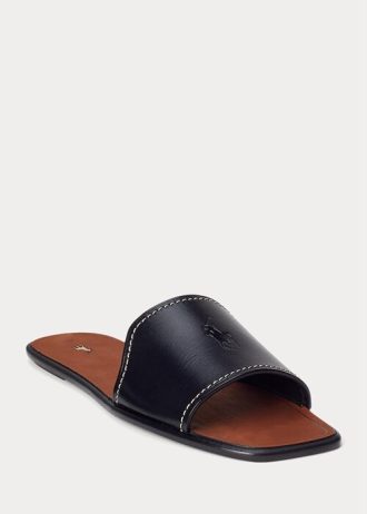 Black Women’s Ralph Lauren Vachetta Leather Sandals Black Women’s Ralph Lauren Vachetta Leather Sandals
