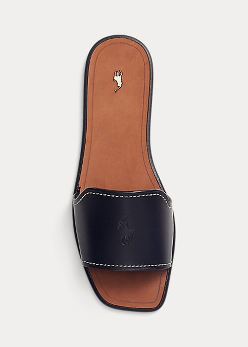 Black Women’s Ralph Lauren Vachetta Leather Slippers Black Women’s Ralph Lauren Vachetta Leather Slippers