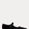 Black Women’s Ralph Lauren Velvet Mary Jane Pointed Flat Shoes Black Women’s Ralph Lauren Velvet Mary Jane Pointed Flat Shoes