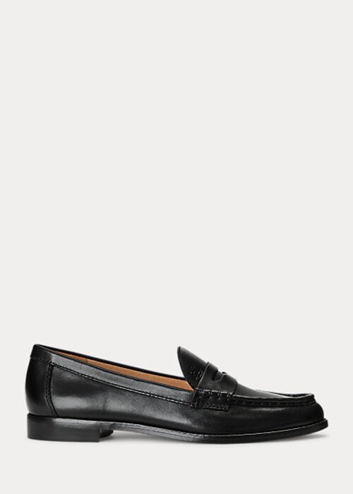 Black Women’s Ralph Lauren Wynnie Burnished Leather Loafers Black Women’s Ralph Lauren Wynnie Burnished Leather Loafers