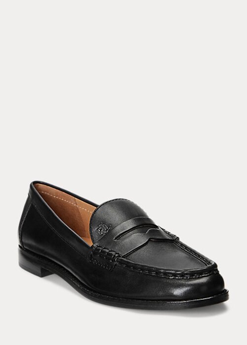 Black Women’s Ralph Lauren Wynnie Burnished Leather Loafers Black Women’s Ralph Lauren Wynnie Burnished Leather Loafers