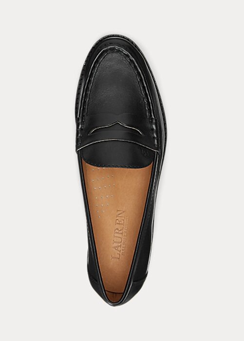 Black Women’s Ralph Lauren Wynnie Burnished Leather Loafers Black Women’s Ralph Lauren Wynnie Burnished Leather Loafers