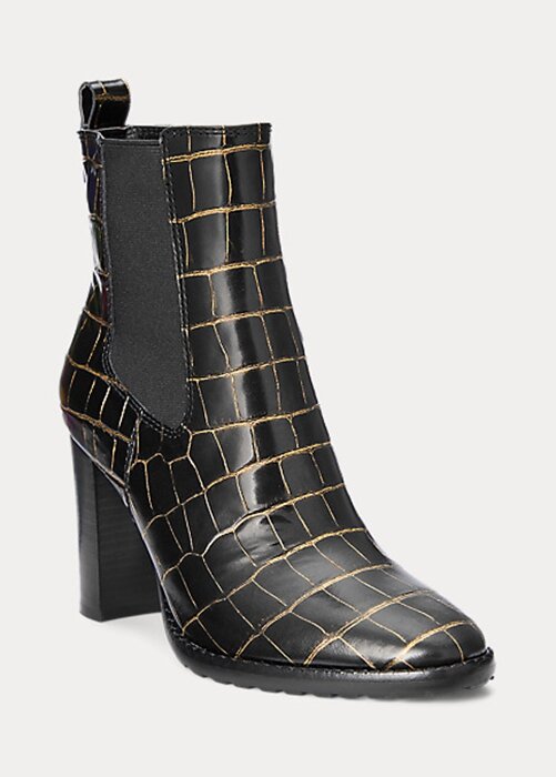 Black Women’s Ralph Lauren ylah Embossed Leatherie Boots Black Women’s Ralph Lauren ylah Embossed Leatherie Boots
