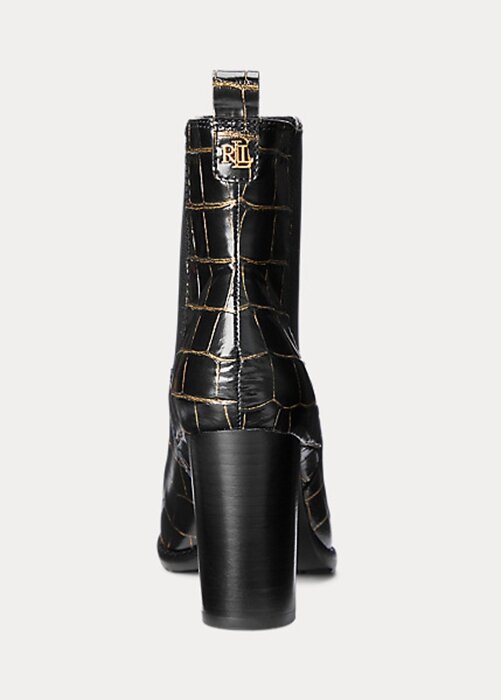 Black Women’s Ralph Lauren ylah Embossed Leatherie Boots Black Women’s Ralph Lauren ylah Embossed Leatherie Boots
