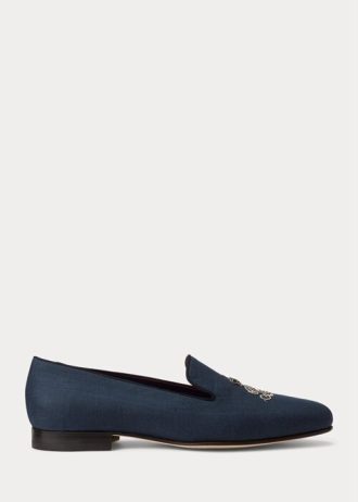 Blue Men’s Ralph Lauren Alonzo Bullion Linen Dress Shoes