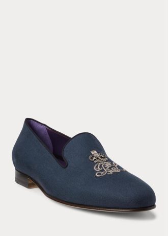 Blue Men’s Ralph Lauren Alonzo Bullion Linen Dress Shoes