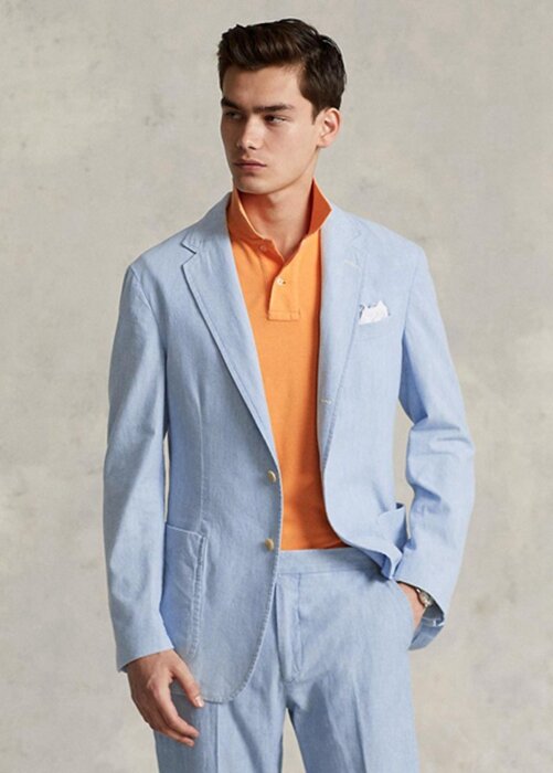 Blue Men’s Ralph Lauren Chambray Suit Blazers Blue Men’s Ralph Lauren Chambray Suit Blazers