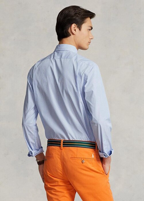 Blue Men’s Ralph Lauren Custom Fit Striped Performance Formal Shirts Blue Men’s Ralph Lauren Custom Fit Striped Performance Formal Shirts