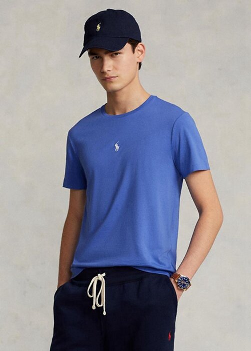 Blue Men’s Ralph Lauren Custom Slim Fit Crewneck T Shirts Blue Men’s Ralph Lauren Custom Slim Fit Crewneck T Shirts