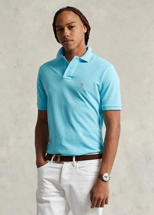 Blue Men’s Ralph Lauren Custom Slim Fit Mesh Polo Shirts Blue Men’s Ralph Lauren Custom Slim Fit Mesh Polo Shirts