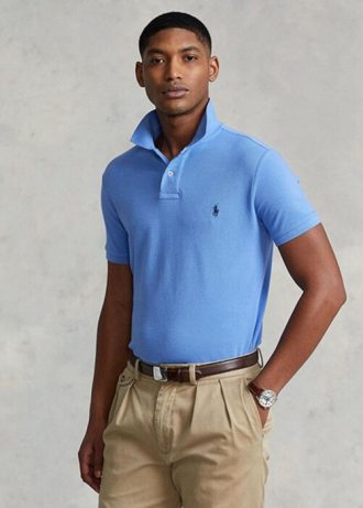 Blue Men’s Ralph Lauren Custom Slim Fit Mesh Polo Shirts