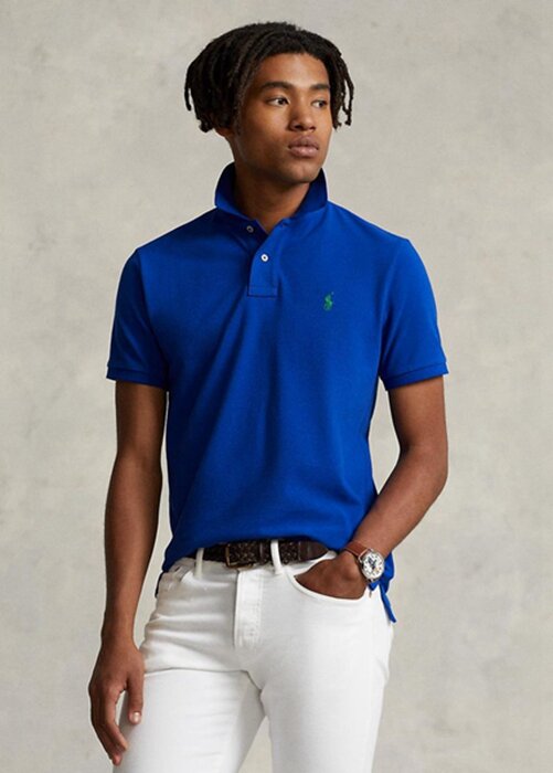 Blue Men’s Ralph Lauren Custom Slim Fit Mesh Polo Shirts Blue Men’s Ralph Lauren Custom Slim Fit Mesh Polo Shirts