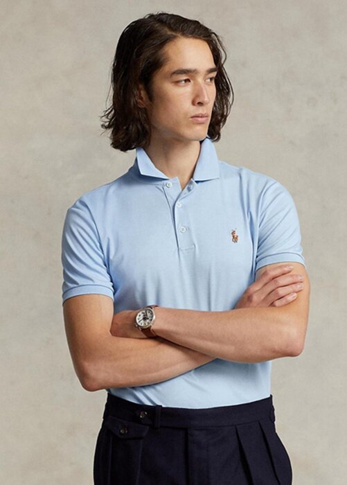 Blue Men’s Ralph Lauren Custom Slim Fit Soft Cotton Polo Shirts Blue Men’s Ralph Lauren Custom Slim Fit Soft Cotton Polo Shirts