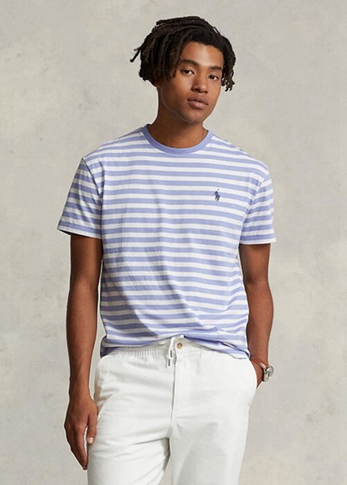Blue Men’s Ralph Lauren Custom Slim Fit Striped Jersey T Shirts Blue Men’s Ralph Lauren Custom Slim Fit Striped Jersey T Shirts