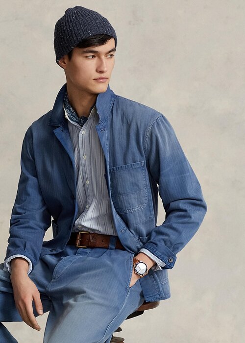 Blue Men’s Ralph Lauren Herringbone Twill Utility Jackets Blue Men’s Ralph Lauren Herringbone Twill Utility Jackets