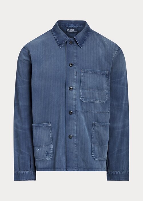 Blue Men’s Ralph Lauren Herringbone Twill Utility Jackets Blue Men’s Ralph Lauren Herringbone Twill Utility Jackets