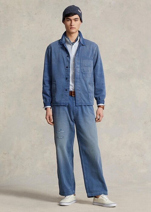 Blue Men’s Ralph Lauren Herringbone Twill Utility Jackets Blue Men’s Ralph Lauren Herringbone Twill Utility Jackets
