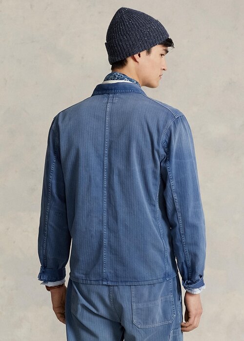 Blue Men’s Ralph Lauren Herringbone Twill Utility Jackets Blue Men’s Ralph Lauren Herringbone Twill Utility Jackets