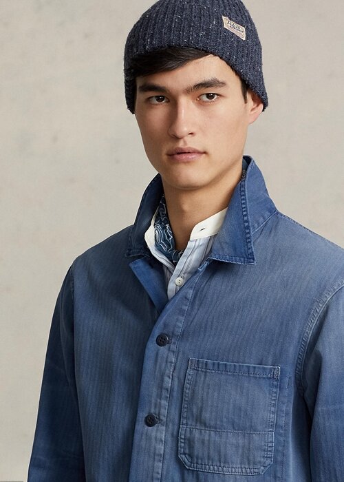 Blue Men’s Ralph Lauren Herringbone Twill Utility Jackets Blue Men’s Ralph Lauren Herringbone Twill Utility Jackets