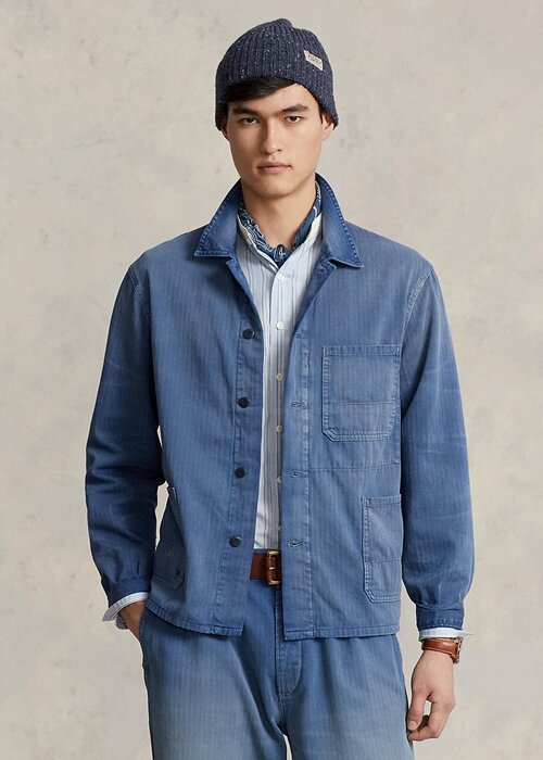 Blue Men’s Ralph Lauren Herringbone Twill Utility Jackets Blue Men’s Ralph Lauren Herringbone Twill Utility Jackets