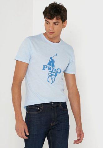 Blue Men’s Ralph Lauren Printed Crew Neck T Shirts Blue Men’s Ralph Lauren Printed Crew Neck T Shirts