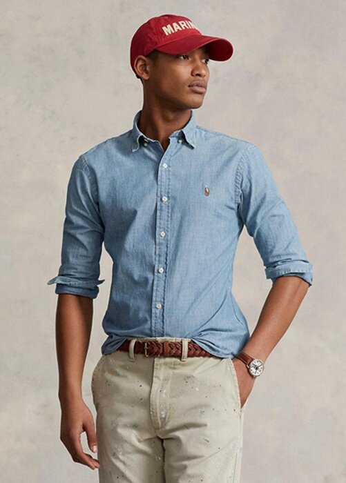 Blue Men’s Ralph Lauren Slim Fit Chambray Shirts Blue Men’s Ralph Lauren Slim Fit Chambray Shirts