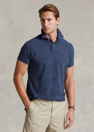 Blue Men’s Ralph Lauren Slim Fit Mesh  Polo Shirts