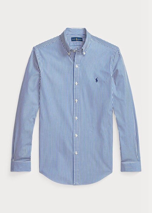 Blue Men’s Ralph Lauren Slim Fit Striped Stretch Poplin Formal Shirts Blue Men’s Ralph Lauren Slim Fit Striped Stretch Poplin Formal Shirts