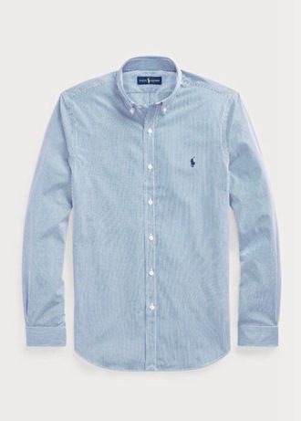 Blue Men’s Ralph Lauren Slim Fit Striped Stretch Poplin Formal Shirts