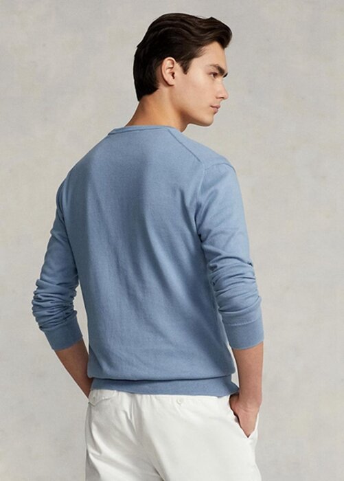 Blue Men’s Ralph Lauren Slim Fit Textured Cotton Jumper Sweaters Blue Men’s Ralph Lauren Slim Fit Textured Cotton Jumper Sweaters