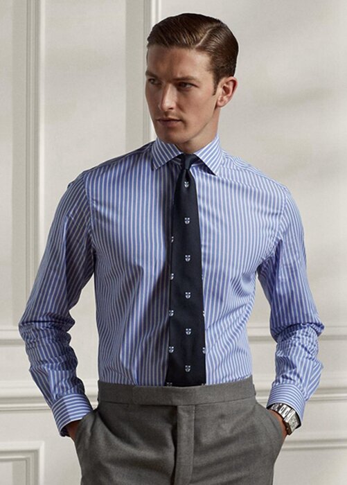 Blue Men’s Ralph Lauren Striped Poplin Formal Shirts Blue Men’s Ralph Lauren Striped Poplin Formal Shirts