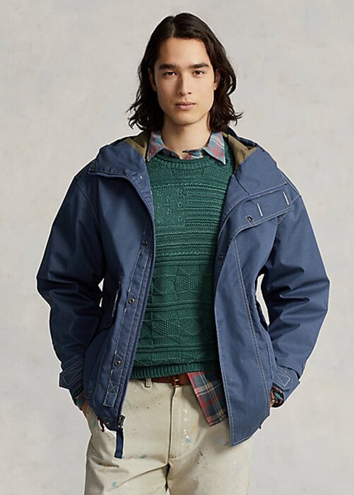 Blue Men’s Ralph Lauren Twill Hooded Jackets Blue Men’s Ralph Lauren Twill Hooded Jackets