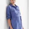 Blue Women’s Ralph Lauren Belted Linen Shirts Blue Women’s Ralph Lauren Belted Linen Shirts