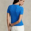 Blue Women’s Ralph Lauren Cable-Knit Cotton Short-Sleeve Sweaters Blue Women’s Ralph Lauren Cable-Knit Cotton Short-Sleeve Sweaters