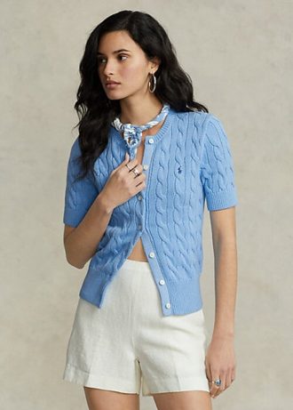 Blue Women’s Ralph Lauren Cable-Knit Short-Sleeve Sweaters