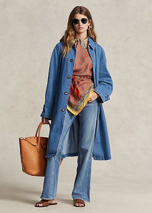 Blue Women’s Ralph Lauren Cotton-Silk-Blend Car Coats Blue Women’s Ralph Lauren Cotton-Silk-Blend Car Coats