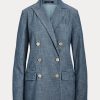 Blue Women’s Ralph Lauren Double-breasted Chambray Blazers Blue Women’s Ralph Lauren Double-breasted Chambray Blazers