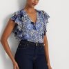 Blue Women’s Ralph Lauren Floral Crinkle Georgette Shirts Blue Women’s Ralph Lauren Floral Crinkle Georgette Shirts