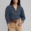 Blue Women’s Ralph Lauren Floral Crinkled Cotton Voile Blouse Shirts Blue Women’s Ralph Lauren Floral Crinkled Cotton Voile Blouse Shirts